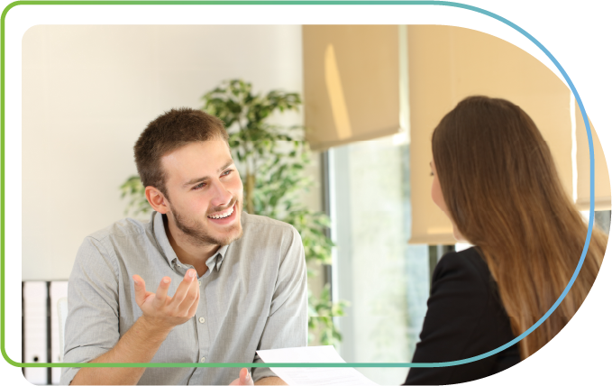 woman and man discussing